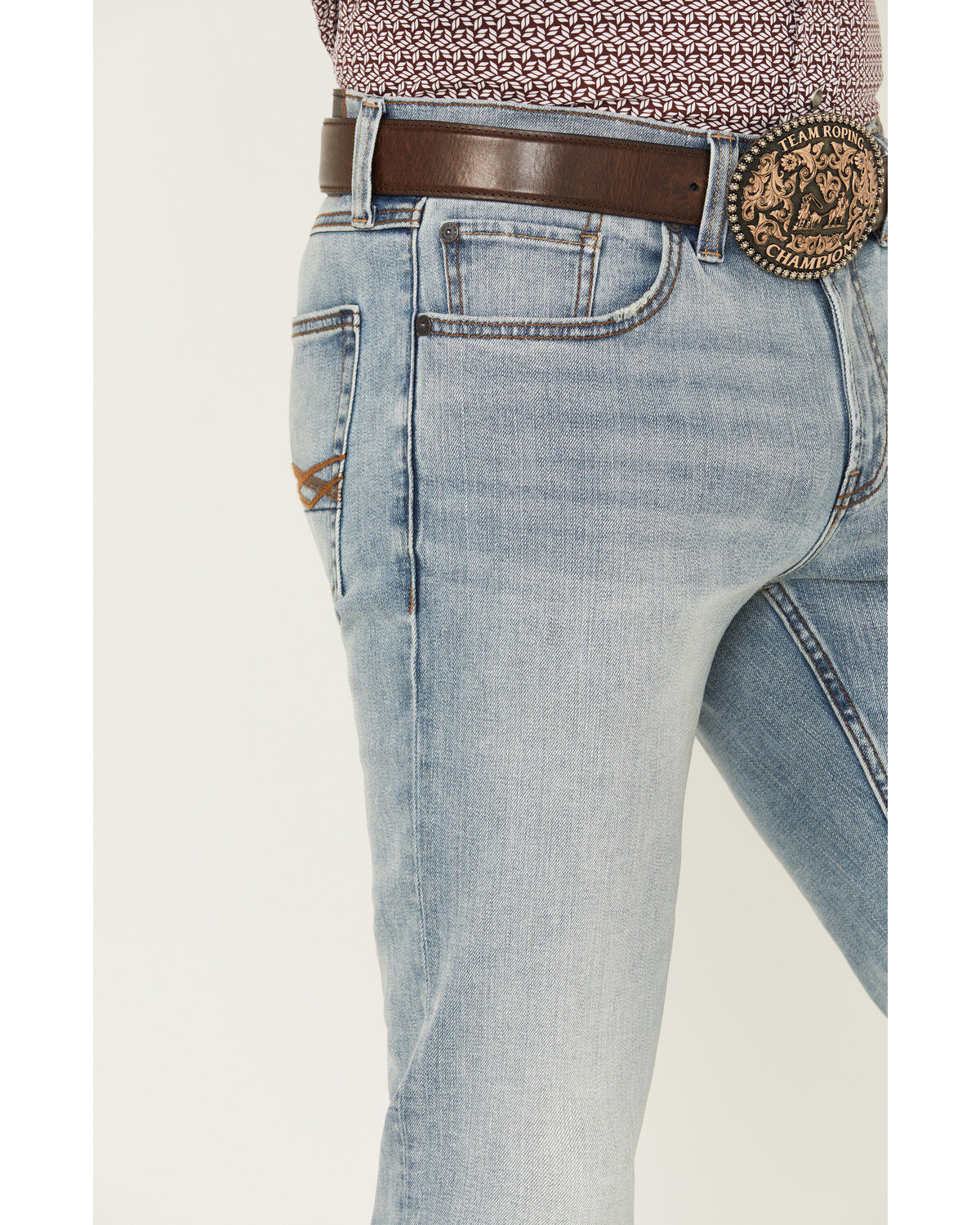 Image #2 - RANK 45® Men's Trigger Slim Bootcut Stretch Denim Jeans, Light Wash, hi-res