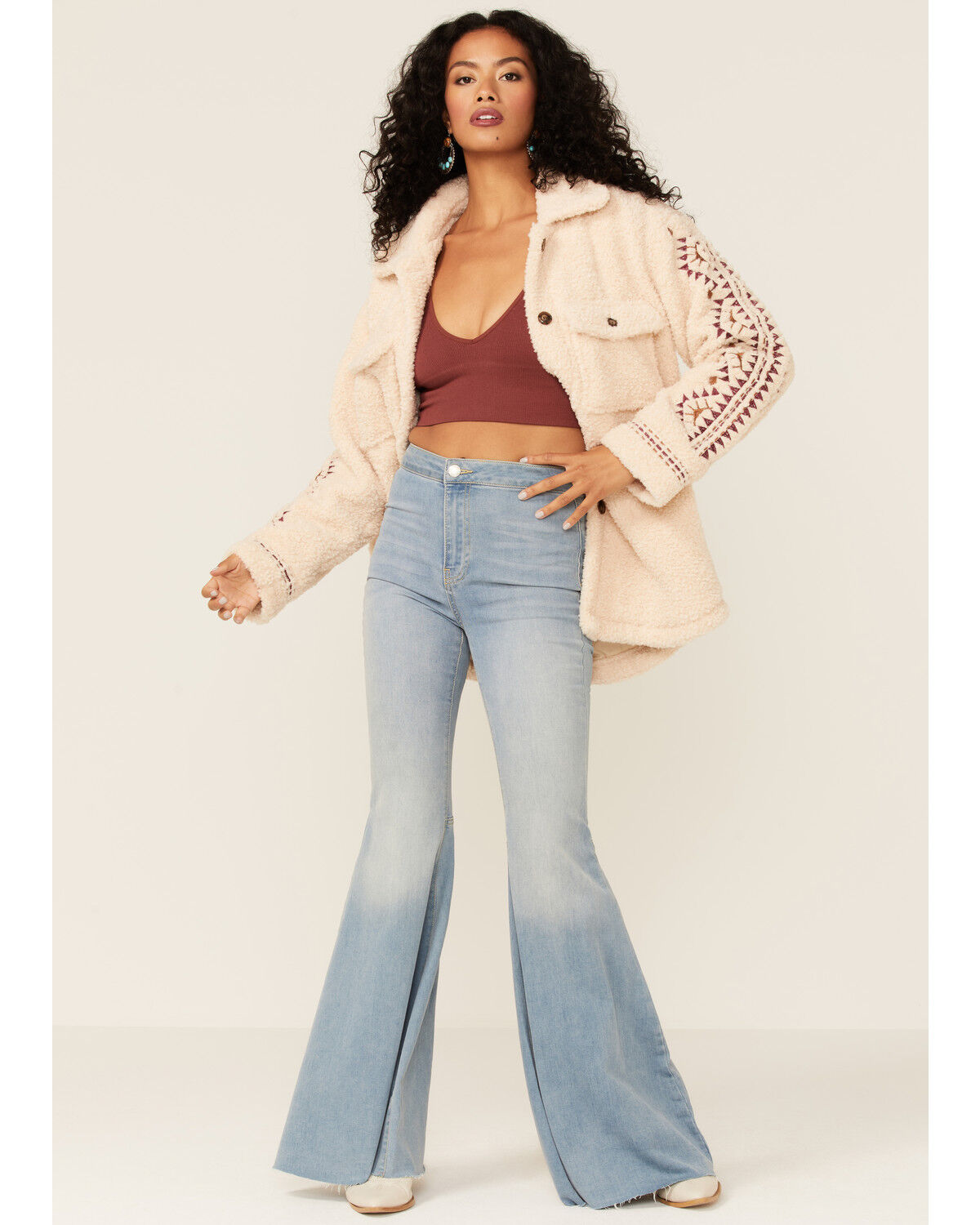 Image #2 - Driftwood Women's Cream Southwestern Pattern Sherpa Jacket, , hi-res