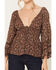Image #3 - Angie Women's Floral Print Long Sleeve Shirt, Dark Brown, hi-res