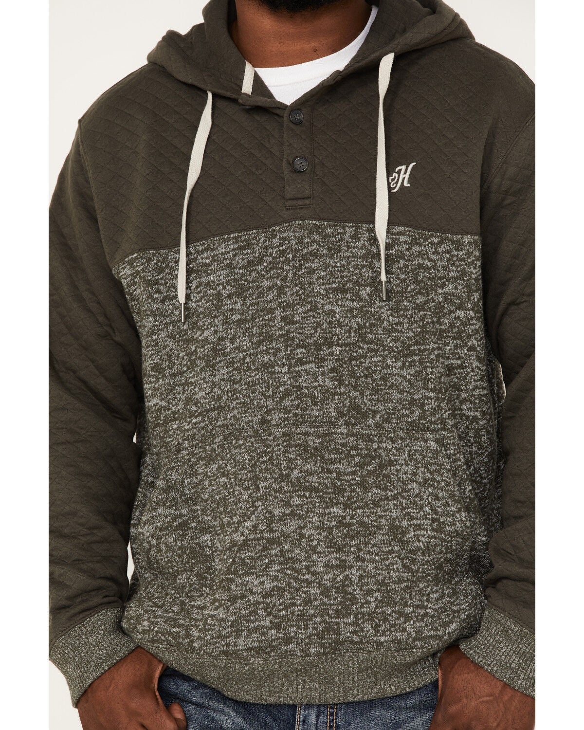 Image #3 - Hooey Men's Jimmy Quilted 1/4 Button Hooded Pullover, , hi-res
