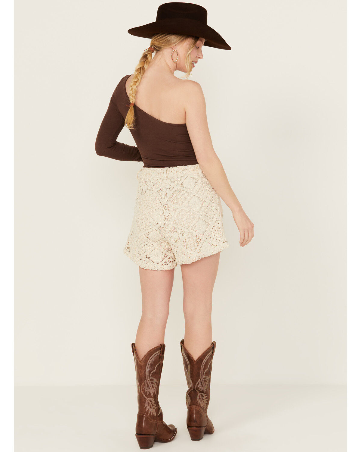 Image #3 - Miss Me Women's High Rise Crochet Shorts, Beige, hi-res