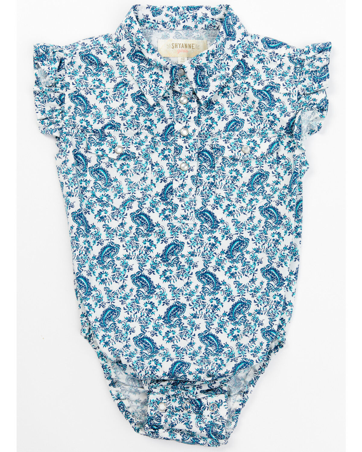 Image #1 - Shyanne Infant Girls' Ruffle Sleeve Onesie, Royal Blue, hi-res
