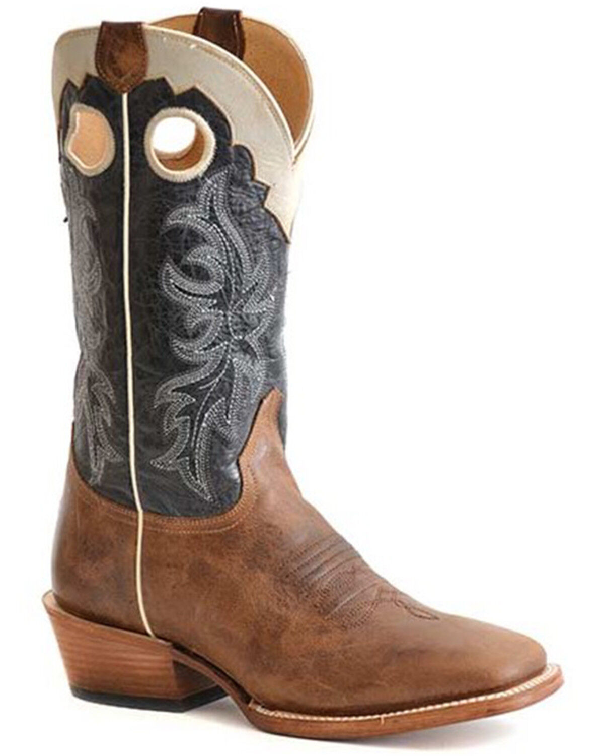 Image #1 - Roper Men's Ride 'Em Cowboy Burnish Western Boots - Square Toe, Tan, hi-res
