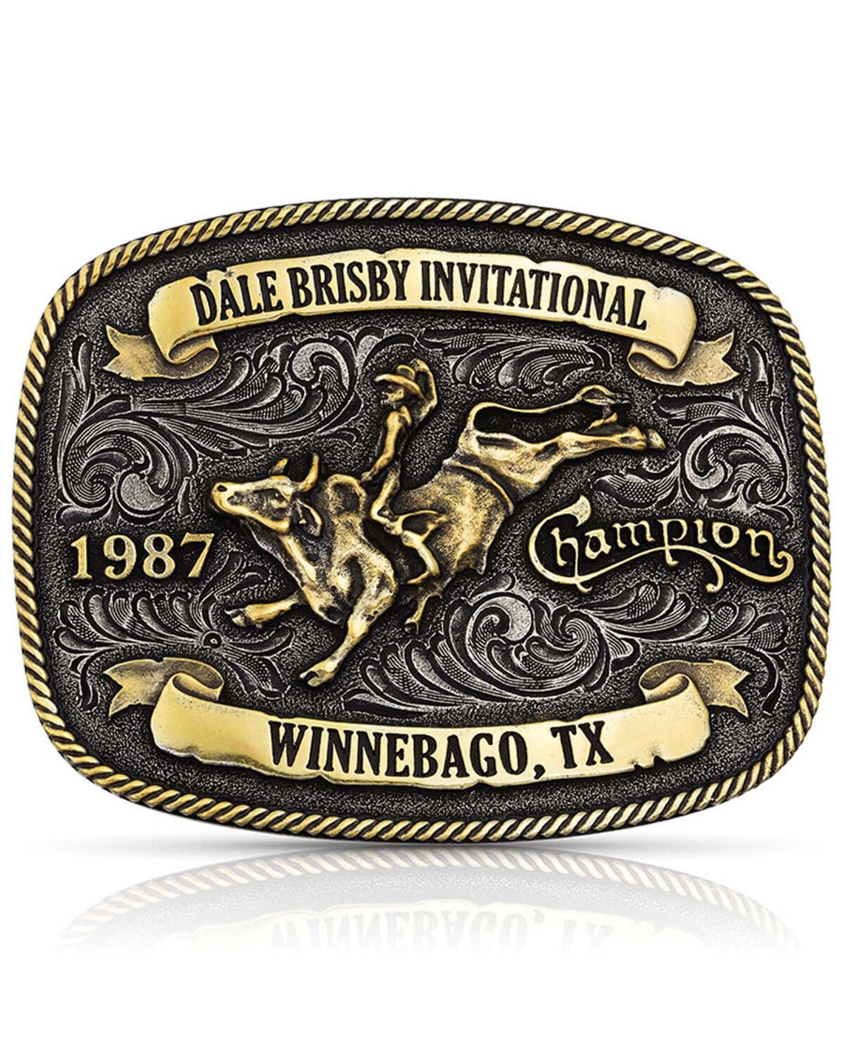 Montana Silversmiths Men's Dale Brisby Invitational 1987 Trophy Buckle, Bronze, hi-res