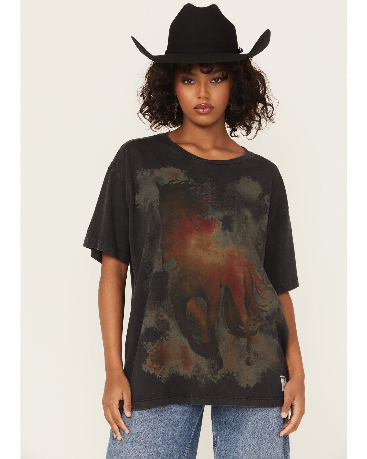 Wrangler X Lainey Wilson Women's Running Horse Short Sleeve Graphic Tee, Black, hi-res