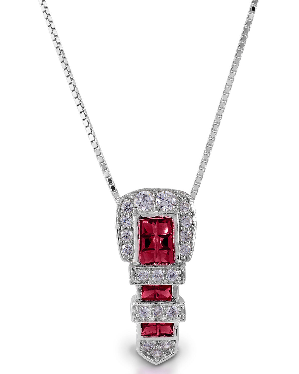 Image #1 - Kelly Herd Women's Red Ranger Style Buckle Pendant Necklace, Silver, hi-res
