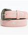 Image #1 - Shyanne Women's Embroidered Floral Rhinestone Western Belt, Light Pink, hi-res