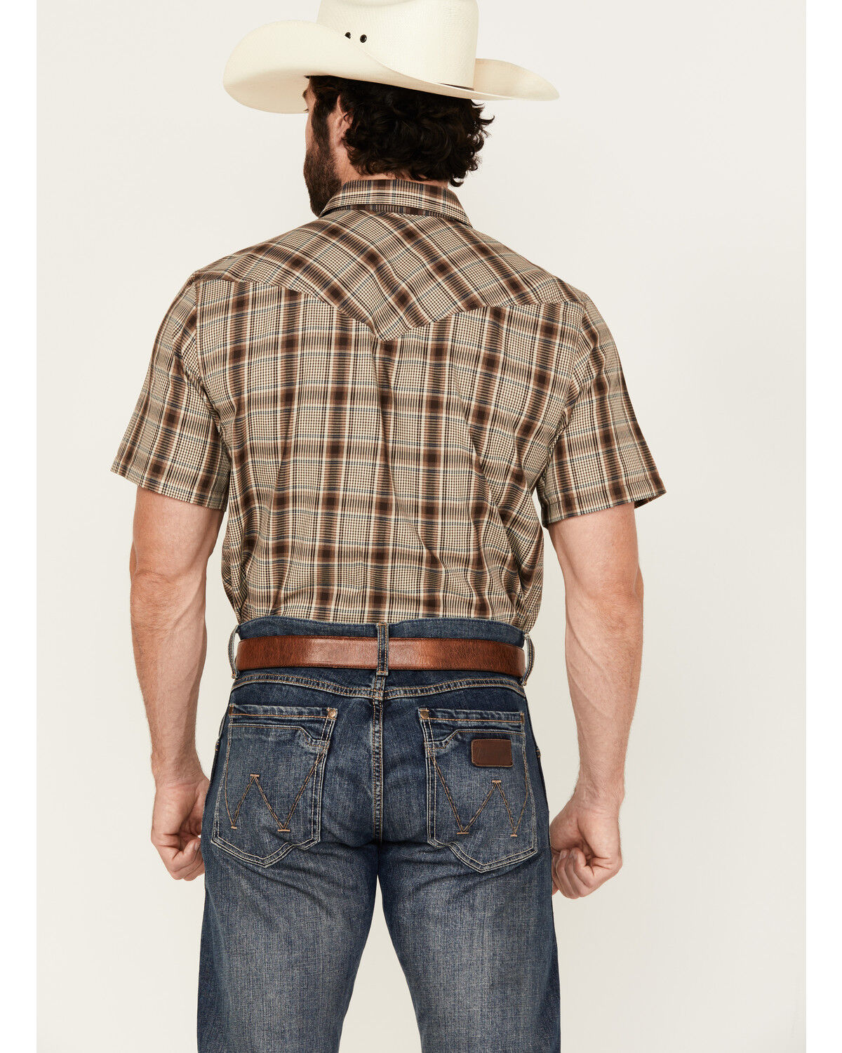 Image #4 - Cody James Men's Poncho Plaid Print Short Sleeve Snap Western Shirt - Tall, Brown, hi-res