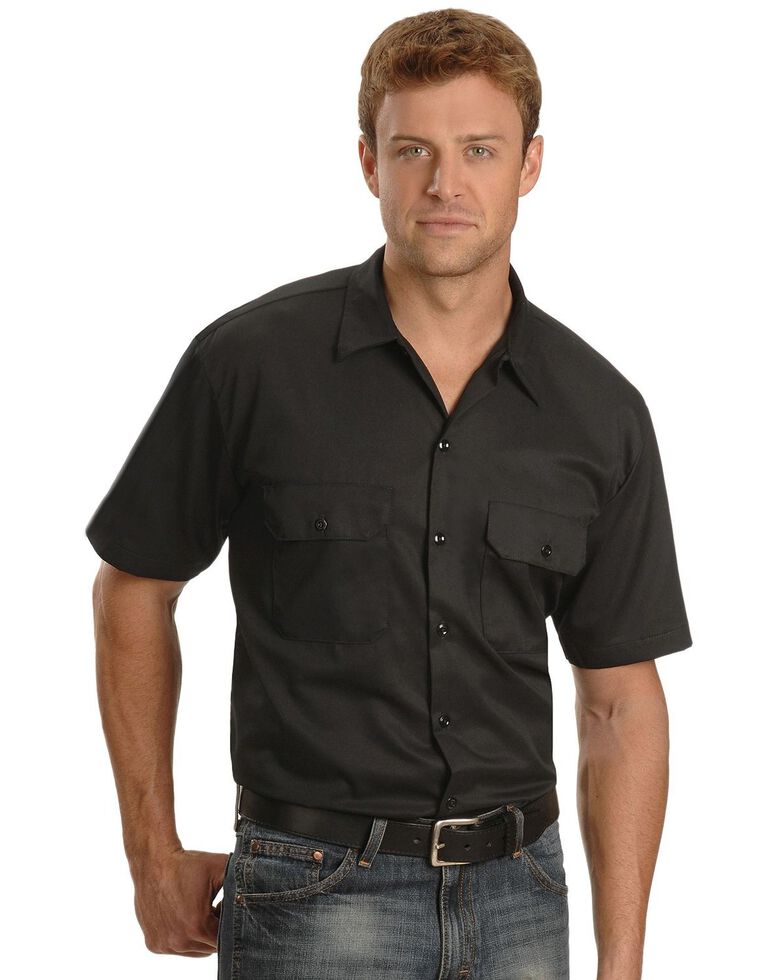 Dickies Short Sleeve Twill Work Shirt - Big & Tall-Folded, Black, hi-res