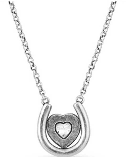 Image #2 - Montana Silversmiths Women's The Love Inside Luck Horseshoe Necklace, Silver, hi-res