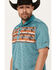Image #2 - RANK 45® Men's Jacinto Southwestern Border Striped Short Sleeve Polo Shirt, Teal, hi-res
