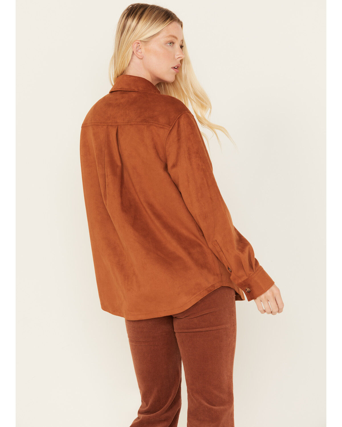 Image #4 - Cleo + Wolf Women's Faux Suede Shacket, Cognac, hi-res