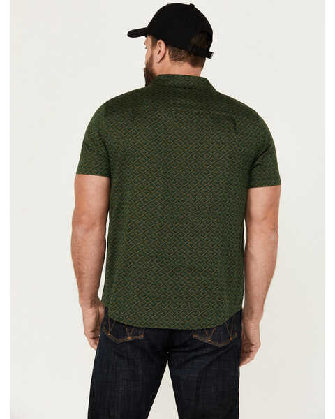 Image #4 - Brixton Men's Charter Tile Short Sleeve Button-Down Stretch Shirt , Dark Green, hi-res