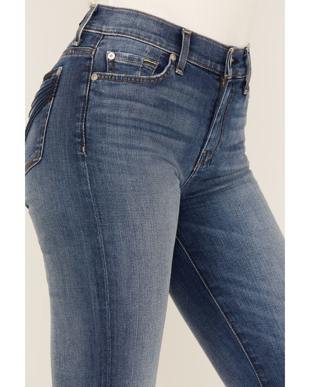 Image #4 - 7 For all Mankind Women's Medium Wash Mid Rise Tailorless Dojo Trouser Stretch Denim Jeans, Medium Wash, hi-res
