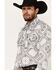 Image #2 - Cowboy Hardware Men's Bandana Print Long Sleeve Pearl Snap Western Shirt, White, hi-res