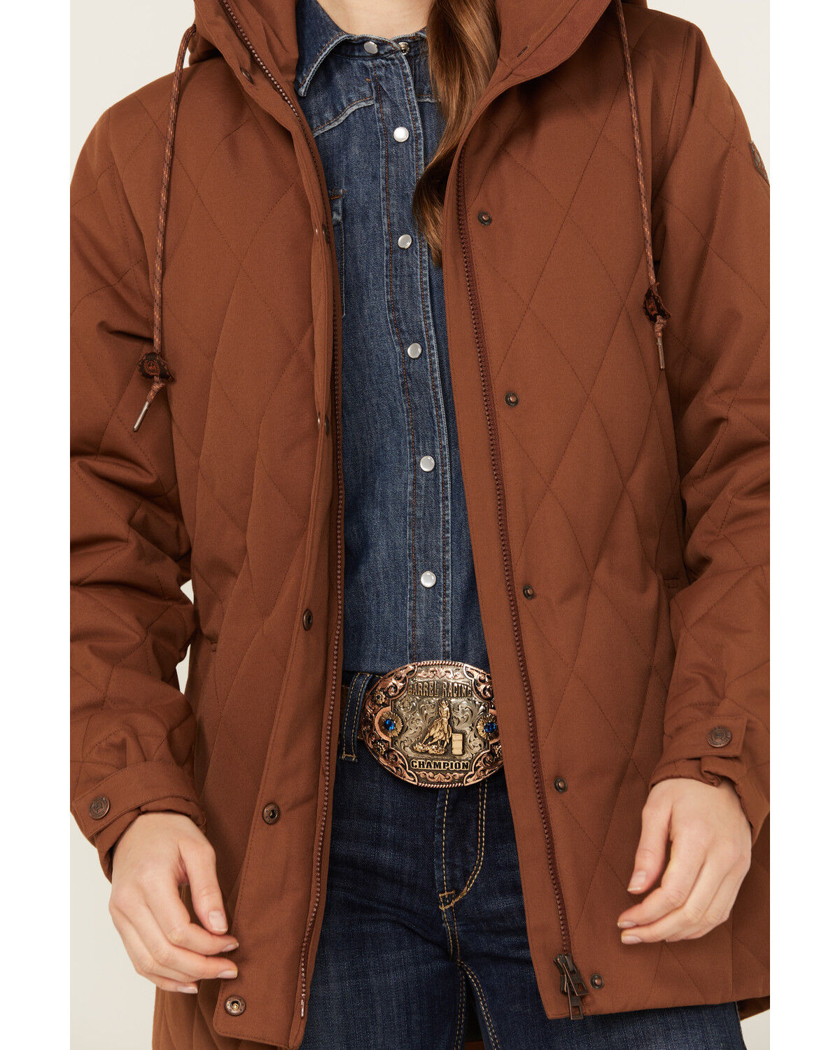 Image #3 - Cinch Women's Barn Hooded Coat, Brown, hi-res