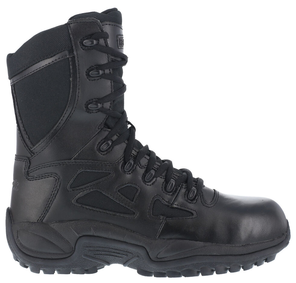 Reebok Women's Stealth 8" Lace-Up Black Side-Zip Work Boots - Composite Toe, Black, hi-res