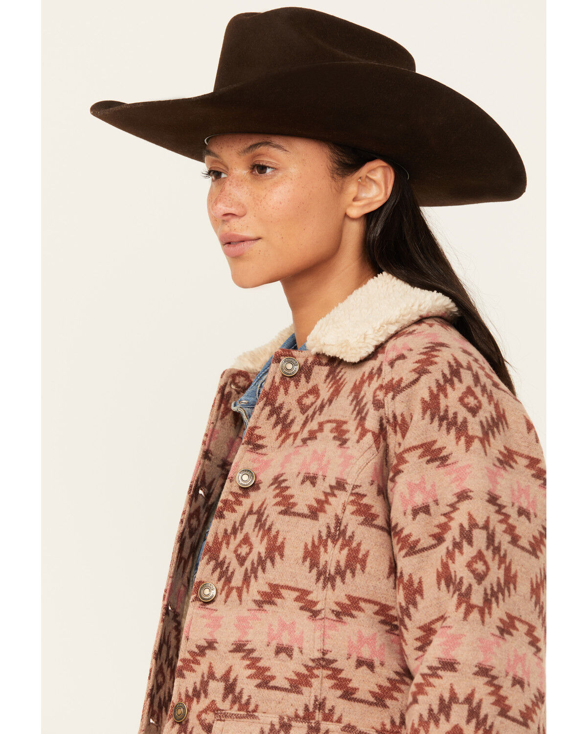 Image #2 - Shyanne Women's Southwestern Print Blanket Sherpa Lined Jacket, Beige, hi-res