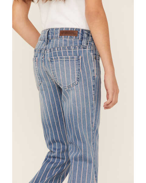 Rock & Roll Denim Girls' Striped Medium Wash Trouser Bootcut Jeans, Medium Wash, hi-res