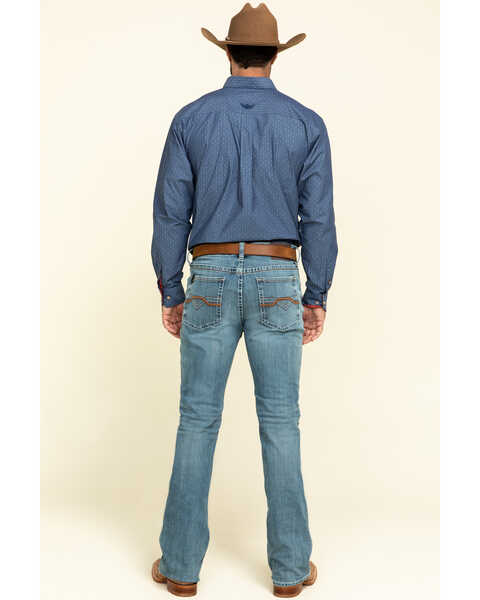 Image #5 - RANK 45® Men's Scoreline 4-Way Performance Stretch Slim Fit Bootcut Jeans , Blue, hi-res