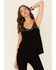Panhandle Women's Lace Trim Crinkle Inset Cami , Black, hi-res