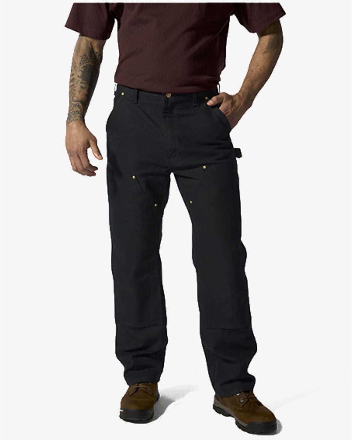 Image #1 - Carhartt Men's Iconic B01 Firm Duck Double-Front Dungaree Work Pants, Black, hi-res