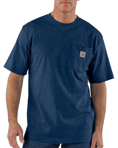 Image #2 - Carhartt Men's Loose Fit Heavyweight Logo Pocket Work T-Shirt - Big & Tall, Dark Blue, hi-res