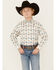 Image #1 - Rock & Roll Denim Boys' Steer Head Southwestern Print Long Sleeve Pearl Snap Stretch Western Shirt, White, hi-res