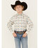 Image #1 - Rock & Roll Denim Boys' Steer Head Southwestern Print Long Sleeve Pearl Snap Stretch Western Shirt , White, hi-res