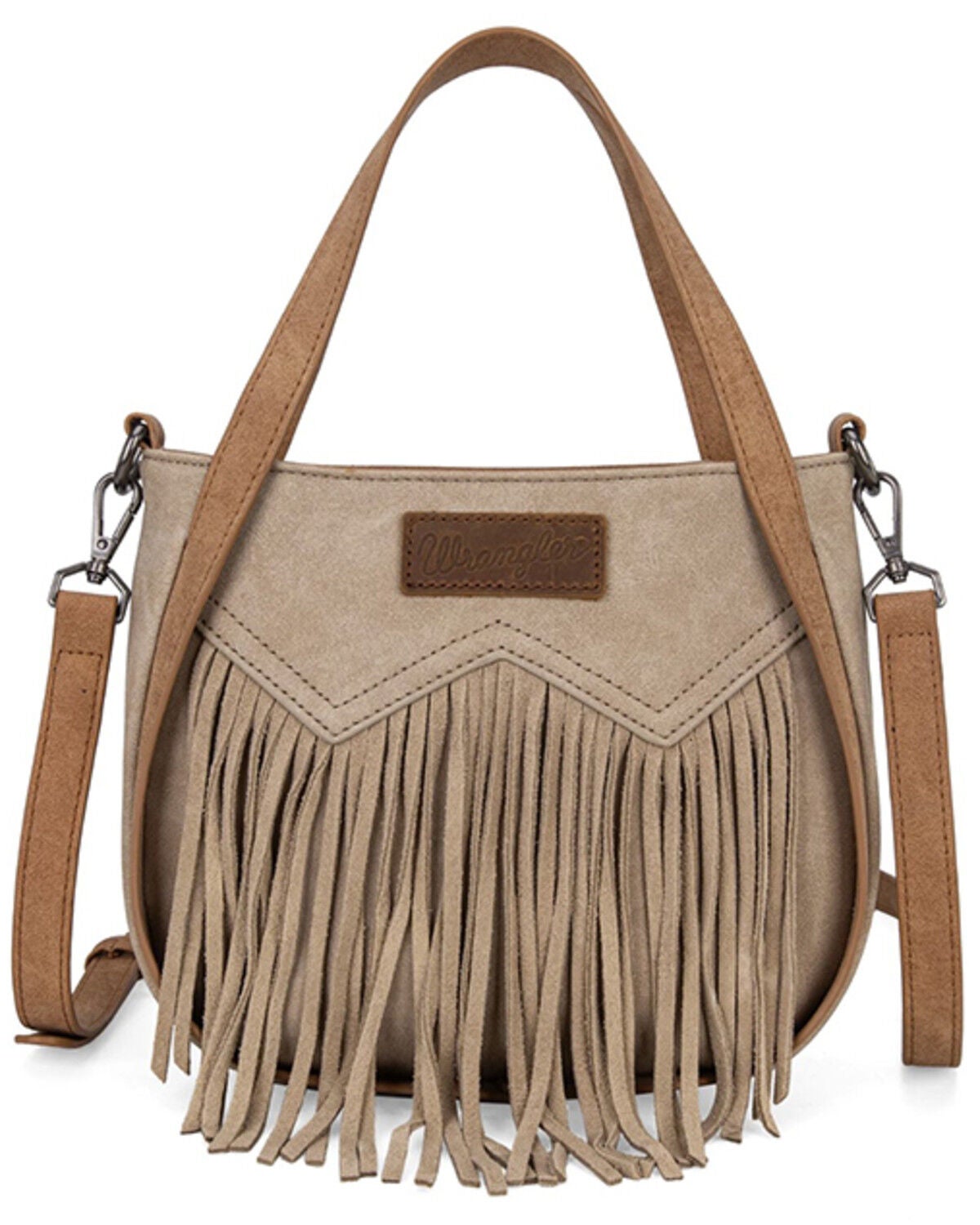 Image #1 - Wrangler Women's Toe Tone Fringe Crossbody Bag, Tan, hi-res