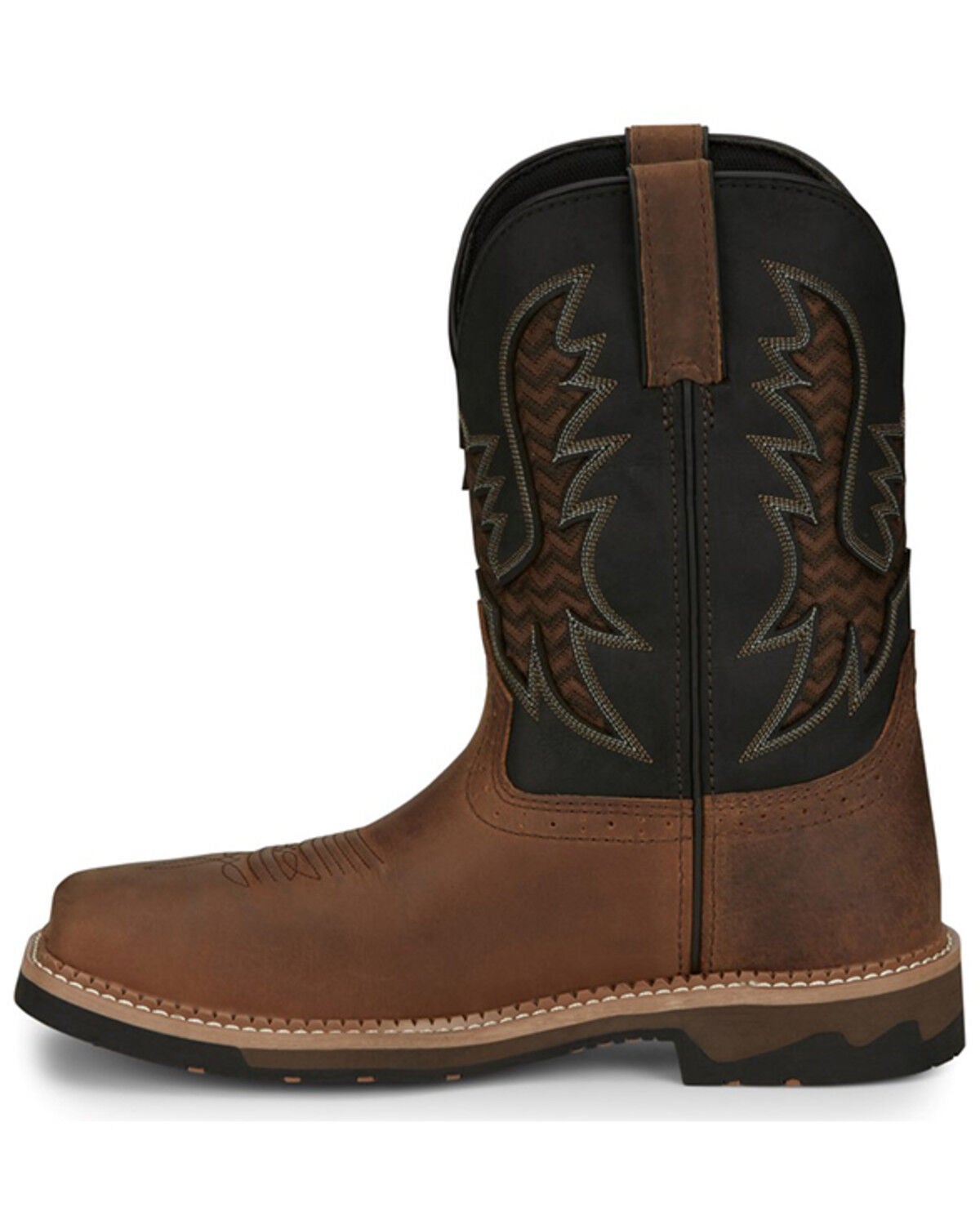 Image #3 - Justin Men's Stampede Bolt Soft Pull On Western Work Boots - Square Toe, Pecan, hi-res