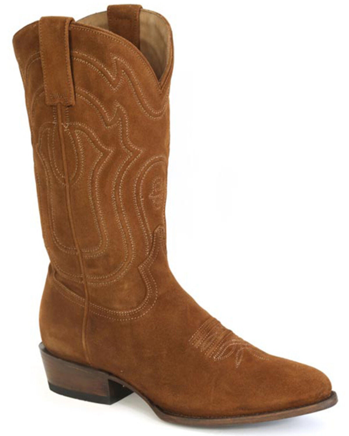 Stetson Men's James Suede Western Boots - Round Toe, Brown, hi-res