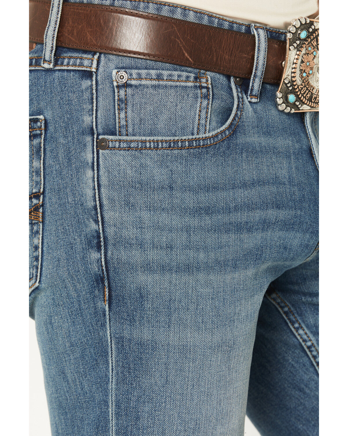 Image #2 - RANK 45® Men's Rider-Flex Roadrunner Wash Ambush Slim Straight 4-Way Stretch Denim Jeans, Medium Wash, hi-res