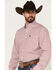 Image #2 - Cinch Men's Cross Geo Print Long Sleeve Button-Down Western Shirt , Red, hi-res