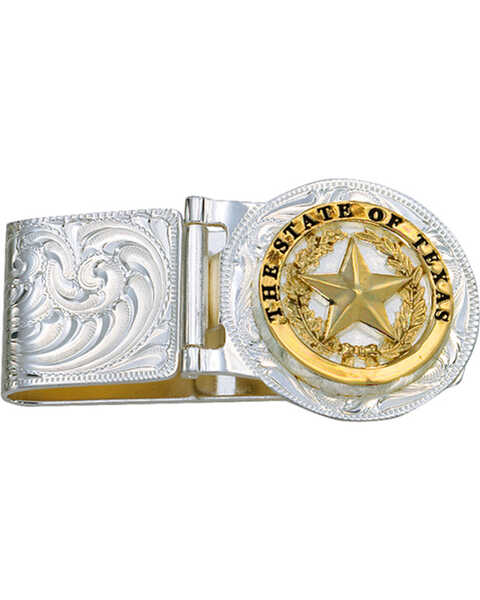 Image #1 - Montana Silversmiths Men's Texas Star Hinged Money Clip, Silver, hi-res