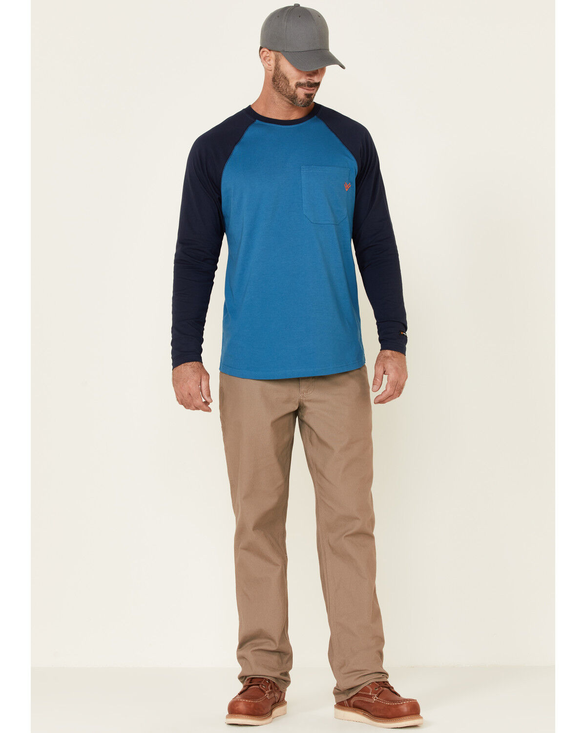 Image #2 - Hawx Men's Original Baseball Crew Long Sleeve Work T-Shirt, Blue, hi-res
