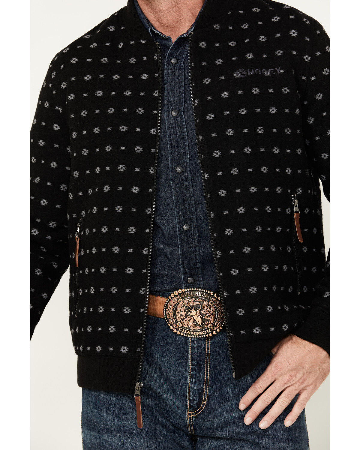 Image #3 - Hooey Men's Southwestern Print Wool Jacket - Big, Red, hi-res