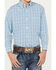 Panhandle Select Boys' Small Plaid Print Long Sleeve Button Down Western Shirt , Turquoise, hi-res