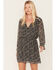 Image #1 - Beyond The Radar Women's Floral Print Long Sleeve Mini Dress, Black, hi-res