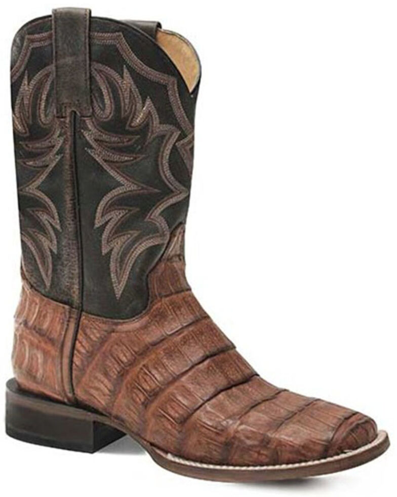 Roper Men's Cody Exotic Caiman Skin Western Boots - Broad Square Toe, Brown, hi-res