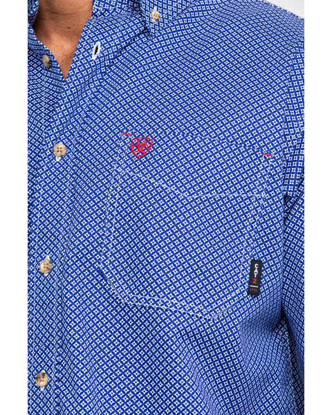 Image #4 - Ariat Men's FR Cobalt Print Liberty Long Sleeve Work Shirt, Blue, hi-res