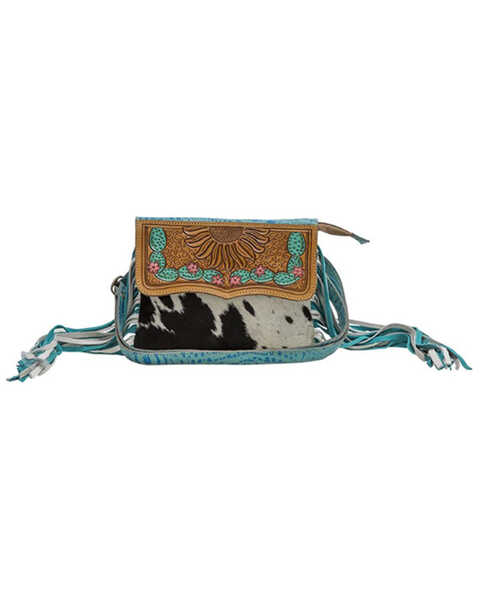 Myra Bag Women's Leivitate Hand-Tooled Crossbody Bag, Turquoise, hi-res