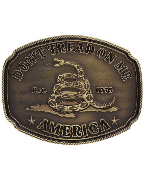 Image #1 - Montana Silversmiths Men's American Gadsden Don't Tread On Me Heritage Attitude Belt Buckle, Gold, hi-res