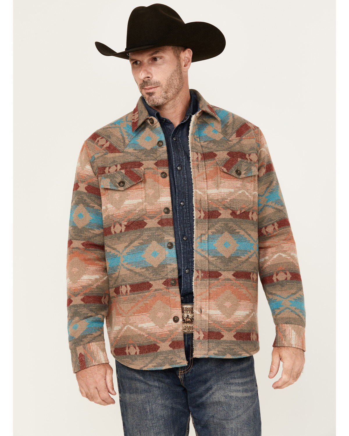 Image #1 - Cody James Men's Base Camp Sherpa Lined Flannel Shirt Jacket, Tan, hi-res
