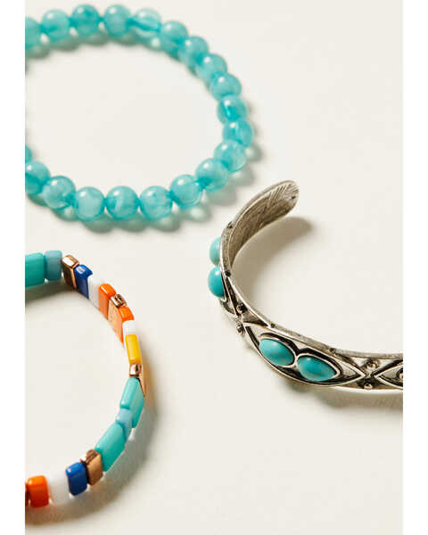 Image #3 - Shyanne Women's Turquoise & Silver 3-piece Bracelet Set, Silver, hi-res