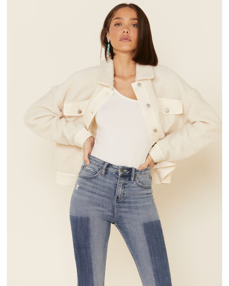 26 International Women's Cream Sherpa Lined Denim Jacket Sheplers