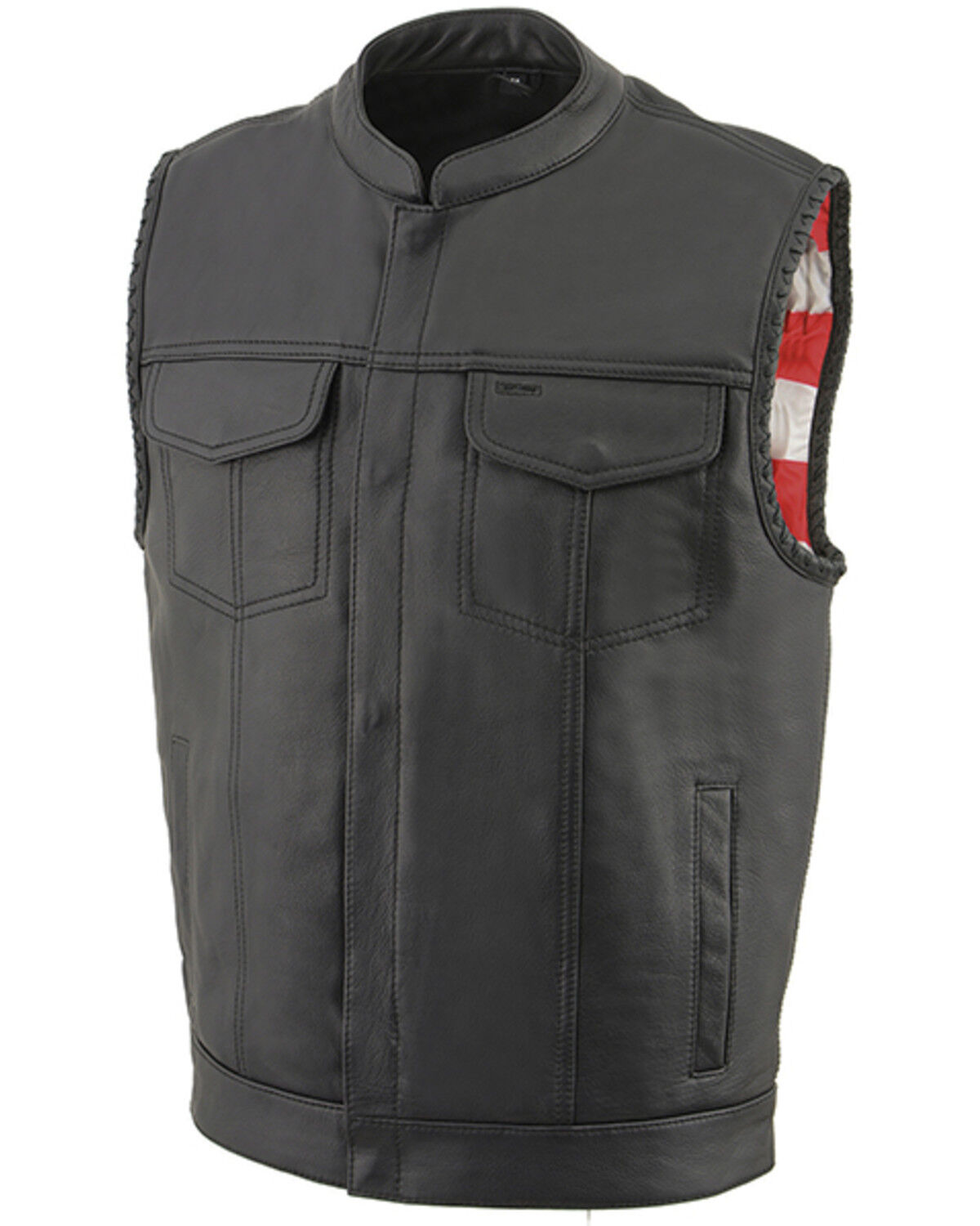 Image #1 - Milwaukee Leather Men's Old Glory Laced Arm Hole Concealed Carry Leather Vest - 5X, Black, hi-res