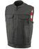 Image #1 - Milwaukee Leather Men's Old Glory Laced Arm Hole Concealed Carry Leather Vest - 5X, Black, hi-res