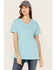 Image #2 - Ariat Women's Rebar Workman Rose Short Sleeve Graphic Work Tee, Blue, hi-res