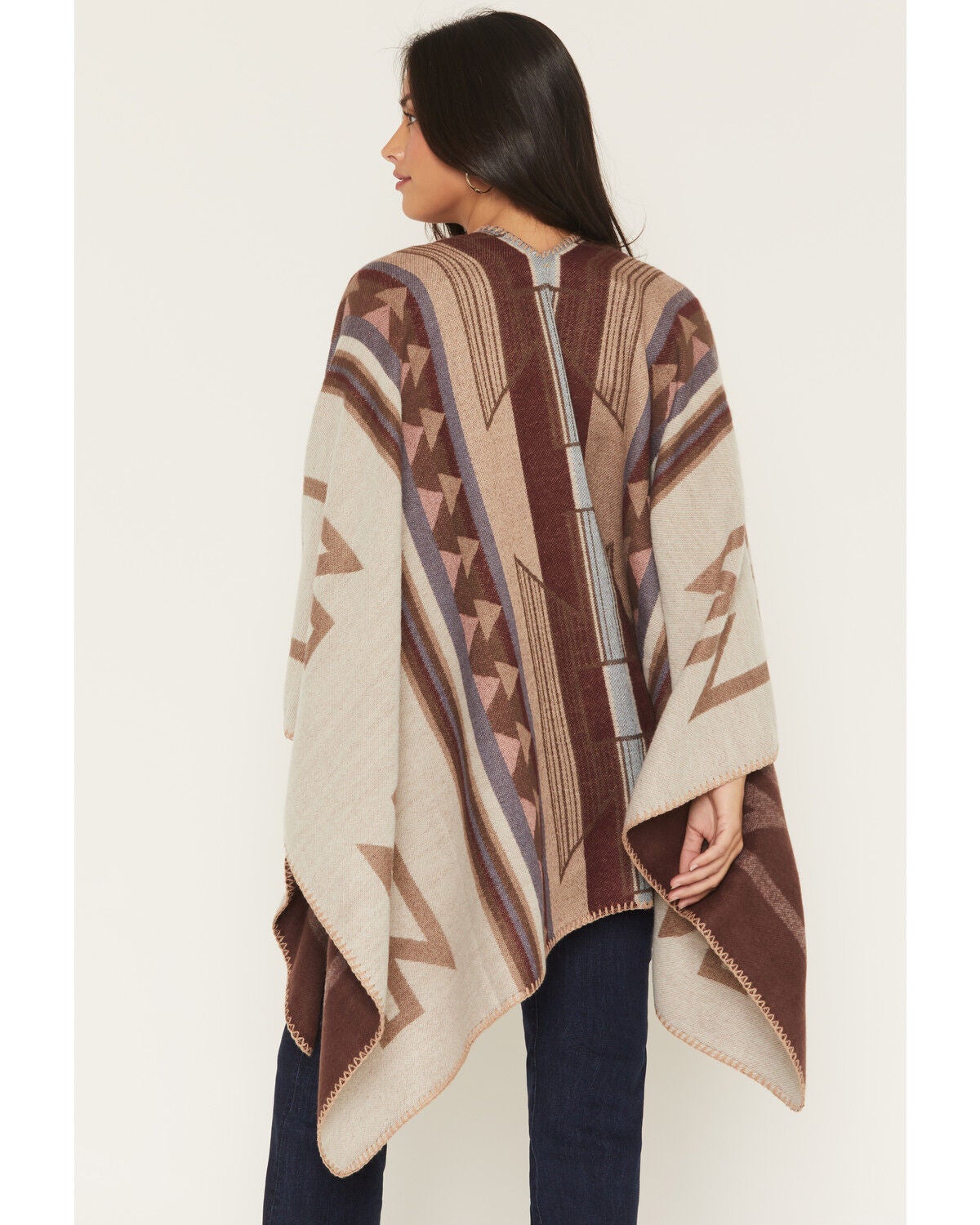 Image #4 - Shyanne Women's Tanager Southwestern Print Clasp Front Shawl, Cream, hi-res